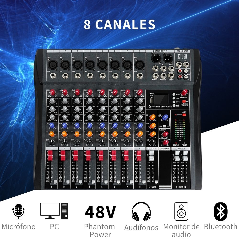 Mezcladora Mixer De 8 Canales 16 Efectos xtuga Ct80s