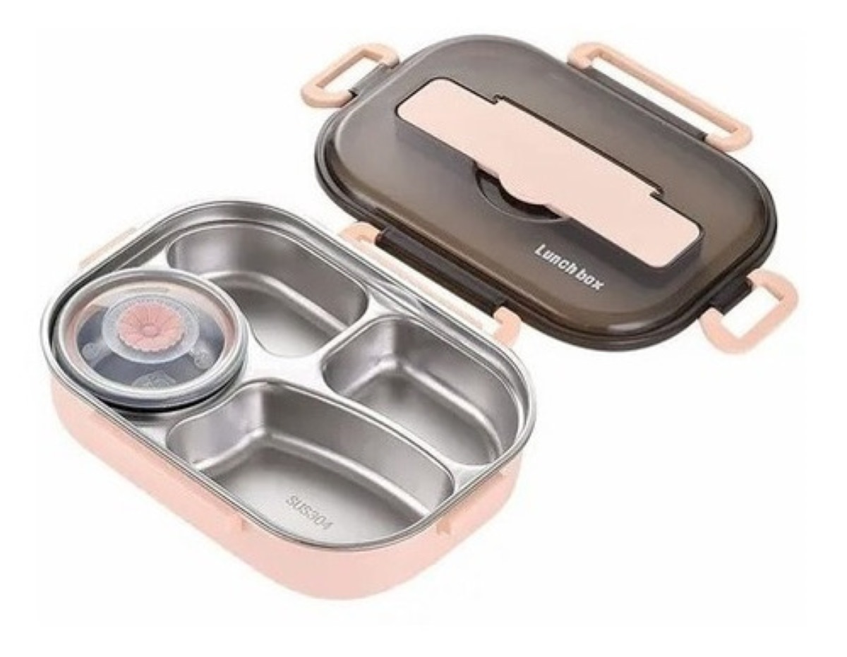 Comida Rápida Bento Box 304 Acero Inoxidable Rosa