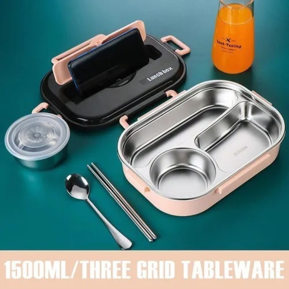 Comida Rápida Bento Box 304 Acero Inoxidable Rosa