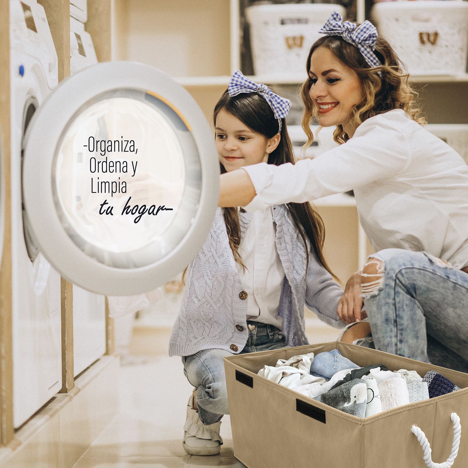 Cesto de ropa sucia con tapa rectangular cafe 