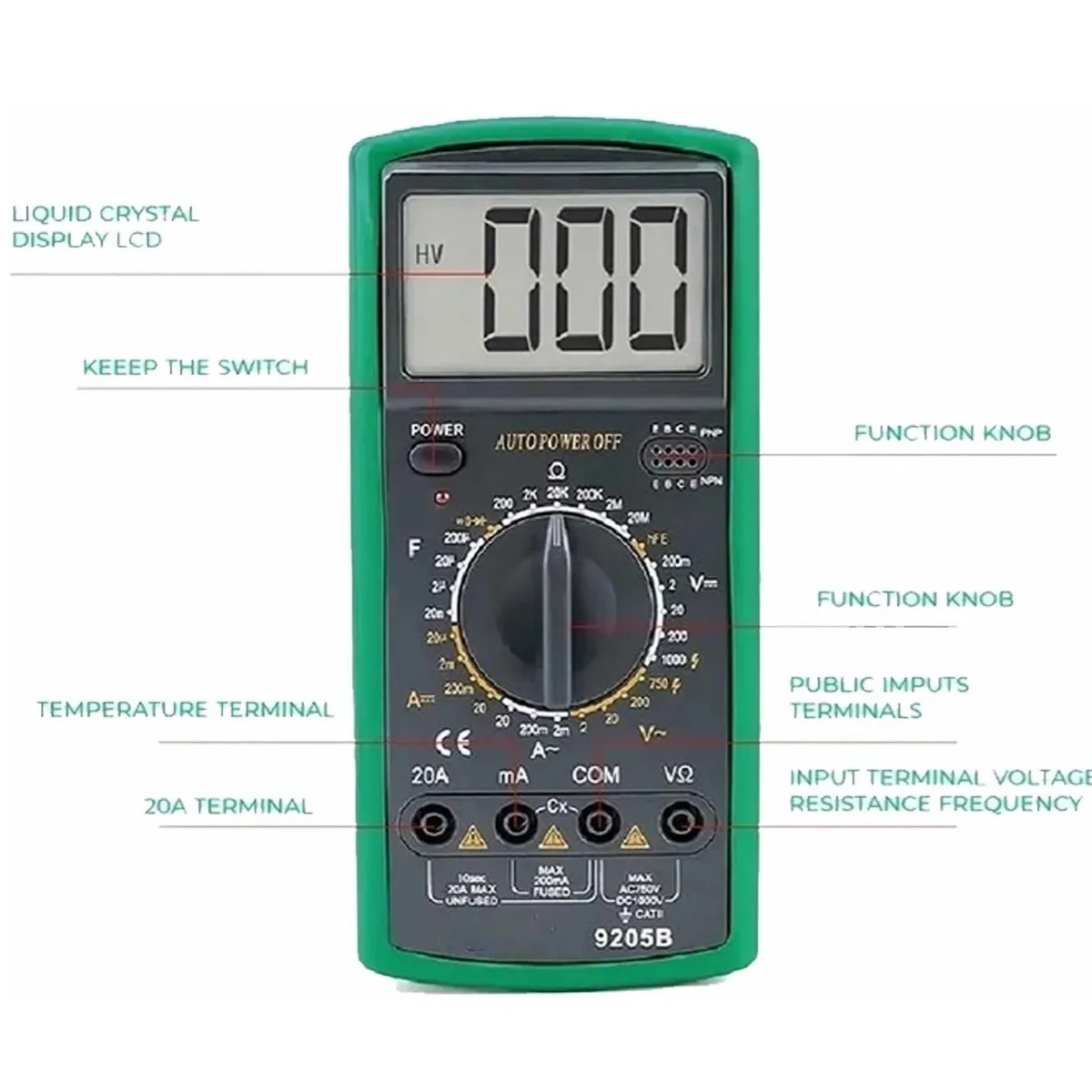 Multímetro Digital Profesional  Bk 9205 B 20amps