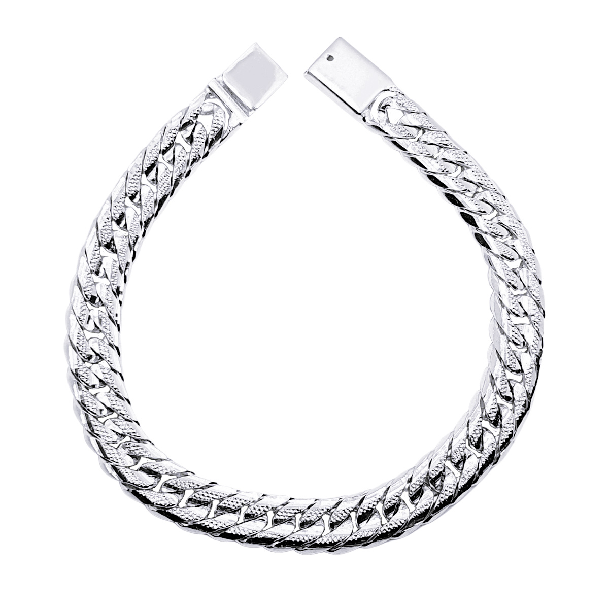 Esclava de plata .925 Barbada diamantada brillante con broche de caja. Incluye caja de regalo
