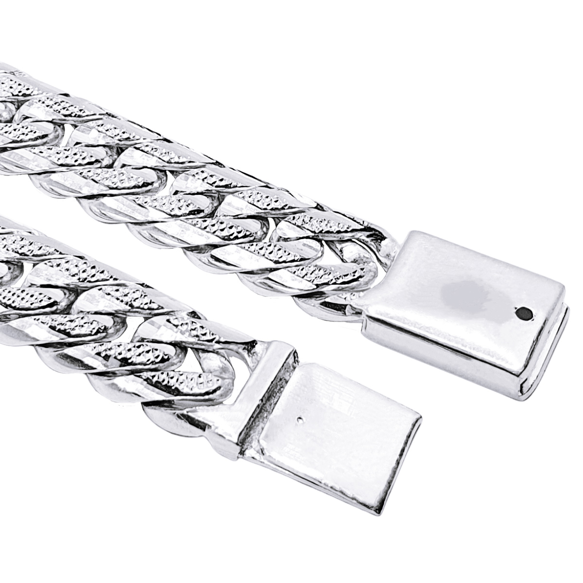 Esclava de plata .925 Barbada diamantada brillante con broche de caja. Incluye caja de regalo