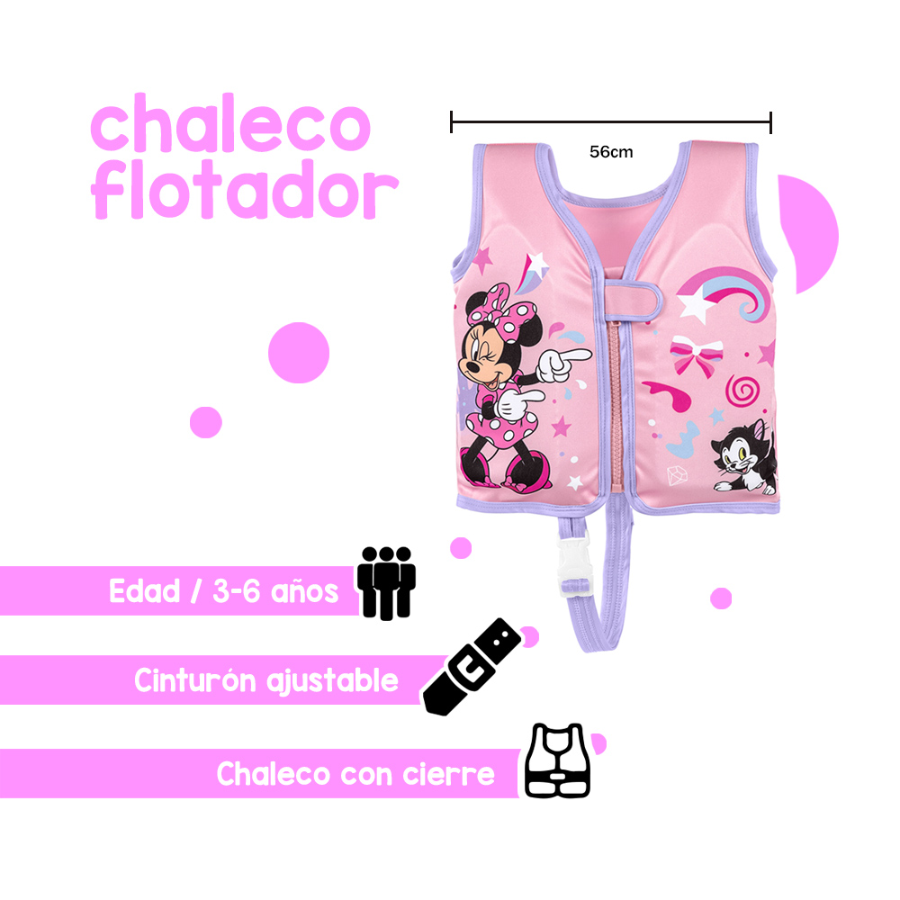 Chaleco Salvavidas Inflable Bestway Para Niña Minnie Rosa