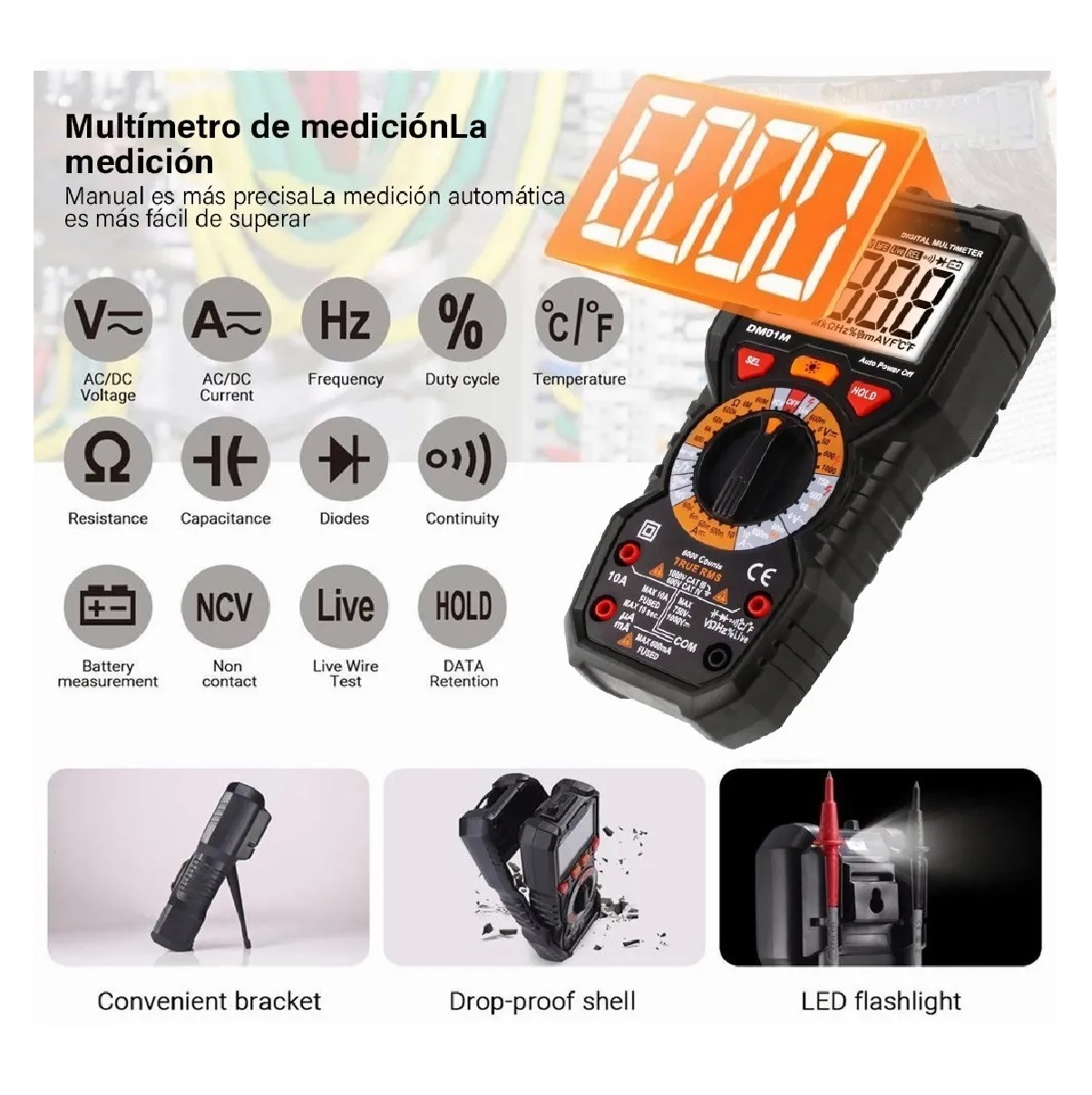 Multimetro Digital Profesional Trms Ncv De 6000 Cuentas Lcd