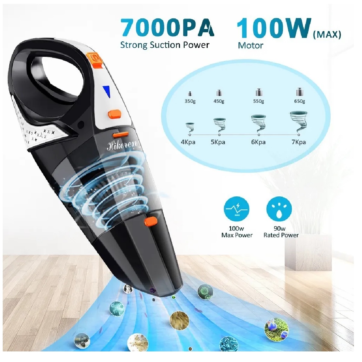 Aspiradora De Mano, Sin Cable Aspiradora 7kpa Potente Succió