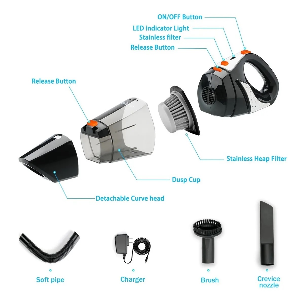 Aspiradora De Mano, Sin Cable Aspiradora 7kpa Potente Succió