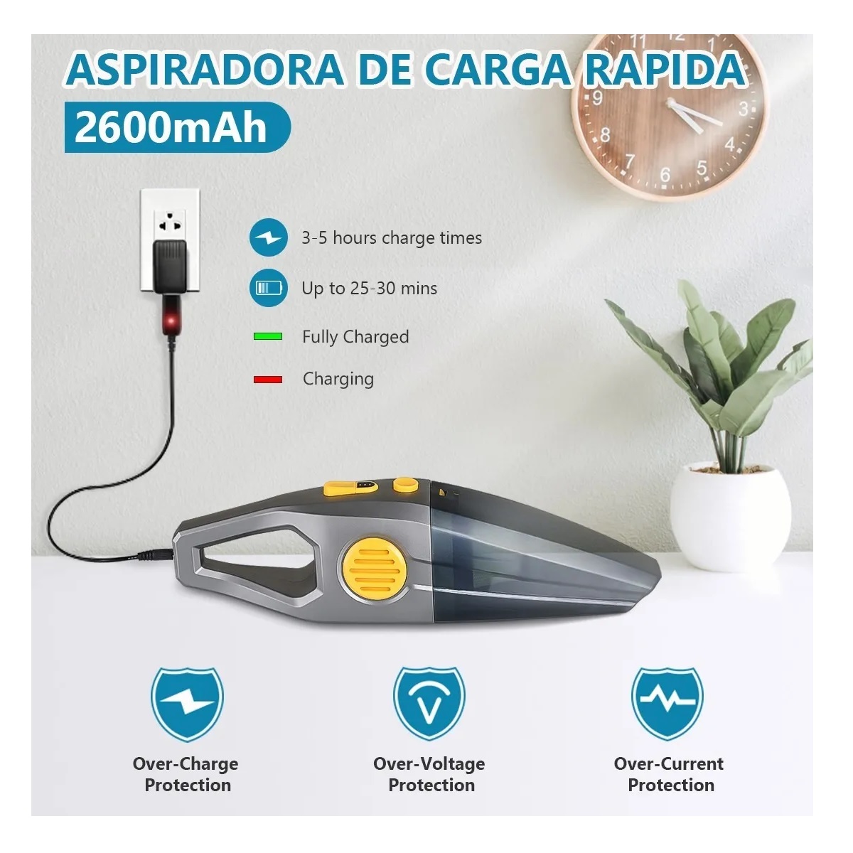 Aspiradora De Mano Portatil Para Automovil Y Hogar 9000 Pa