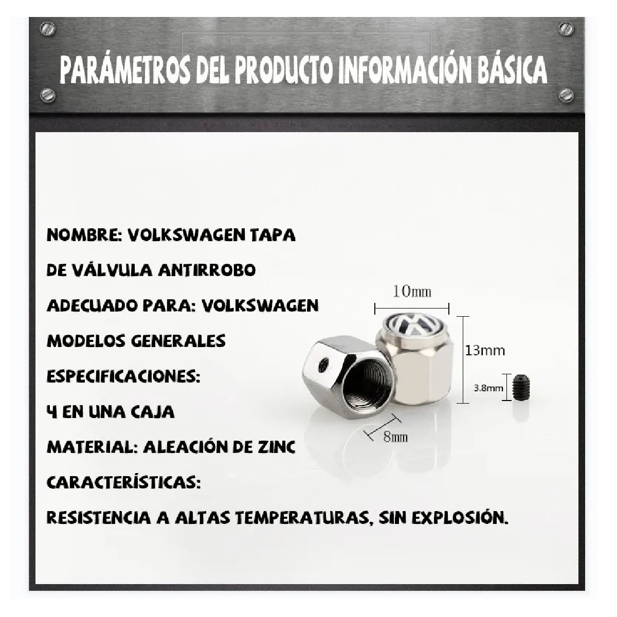 Kit Tapones Para Valvula Llanta Aire Volkswagen Antirrobo 4 Pzas