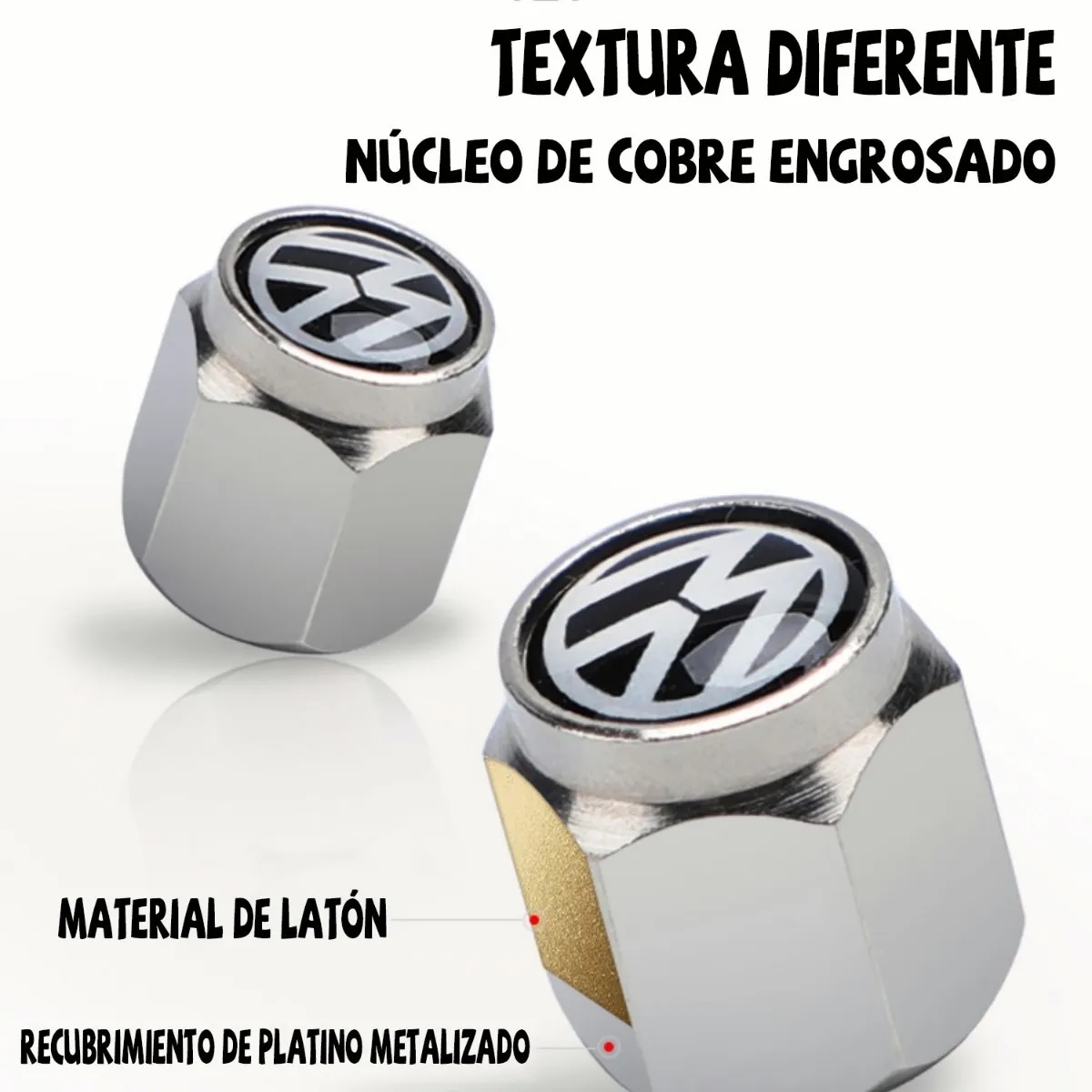 Kit Tapones Para Valvula Llanta Aire Volkswagen Antirrobo 4 Pzas