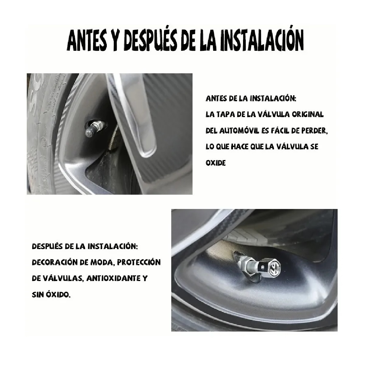 Kit Tapones Para Valvula Llanta Aire Volkswagen Antirrobo 4 Pzas