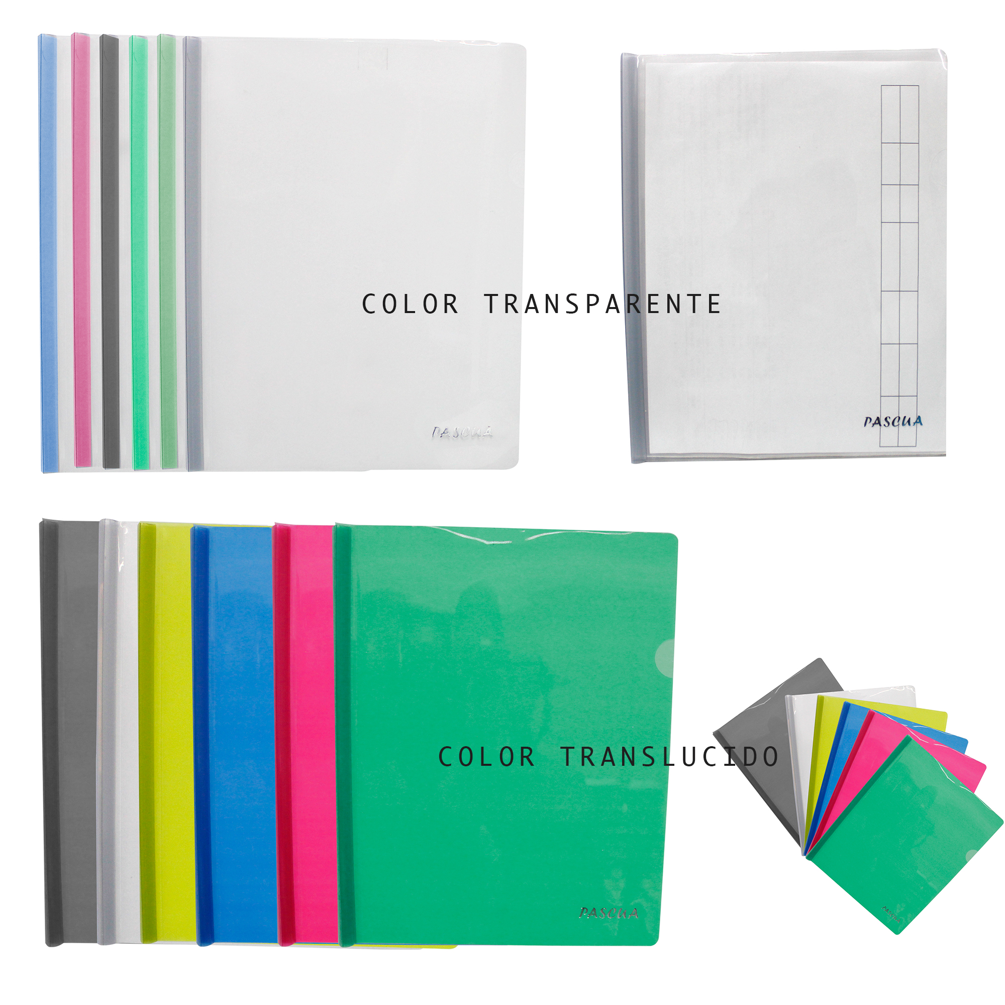 12 FOLDER DE COSTILLA TAMAÑO CARTA CON COSTILLAS DE TRANSLUCIDO O TRANSPARENTE