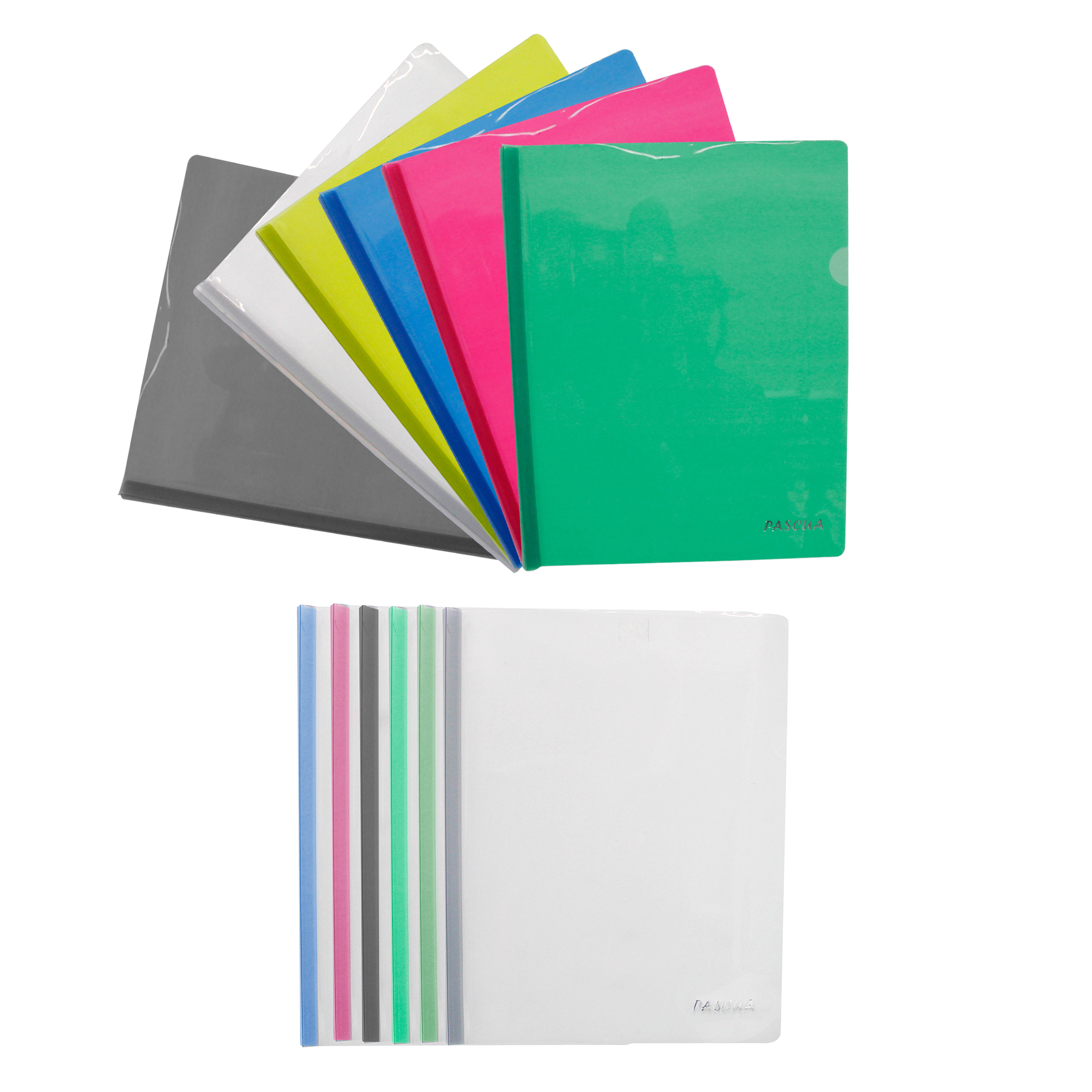 12 FOLDER DE COSTILLA TAMAÑO CARTA CON COSTILLAS DE TRANSLUCIDO O TRANSPARENTE