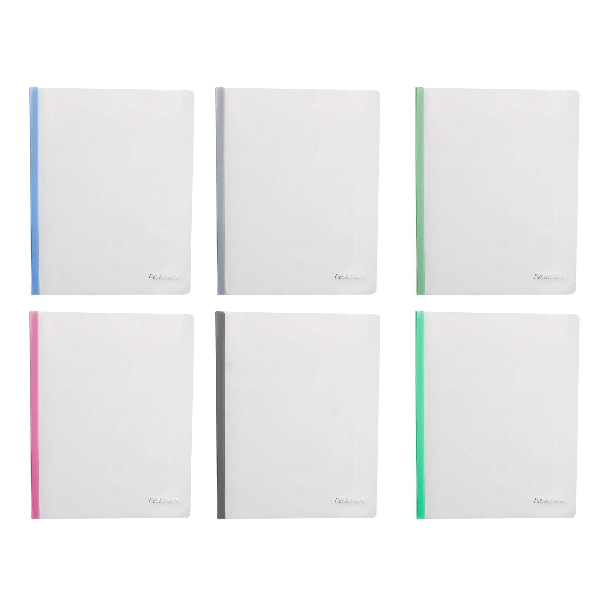 12 FOLDER DE COSTILLA TAMAÑO CARTA CON COSTILLAS DE TRANSLUCIDO O TRANSPARENTE