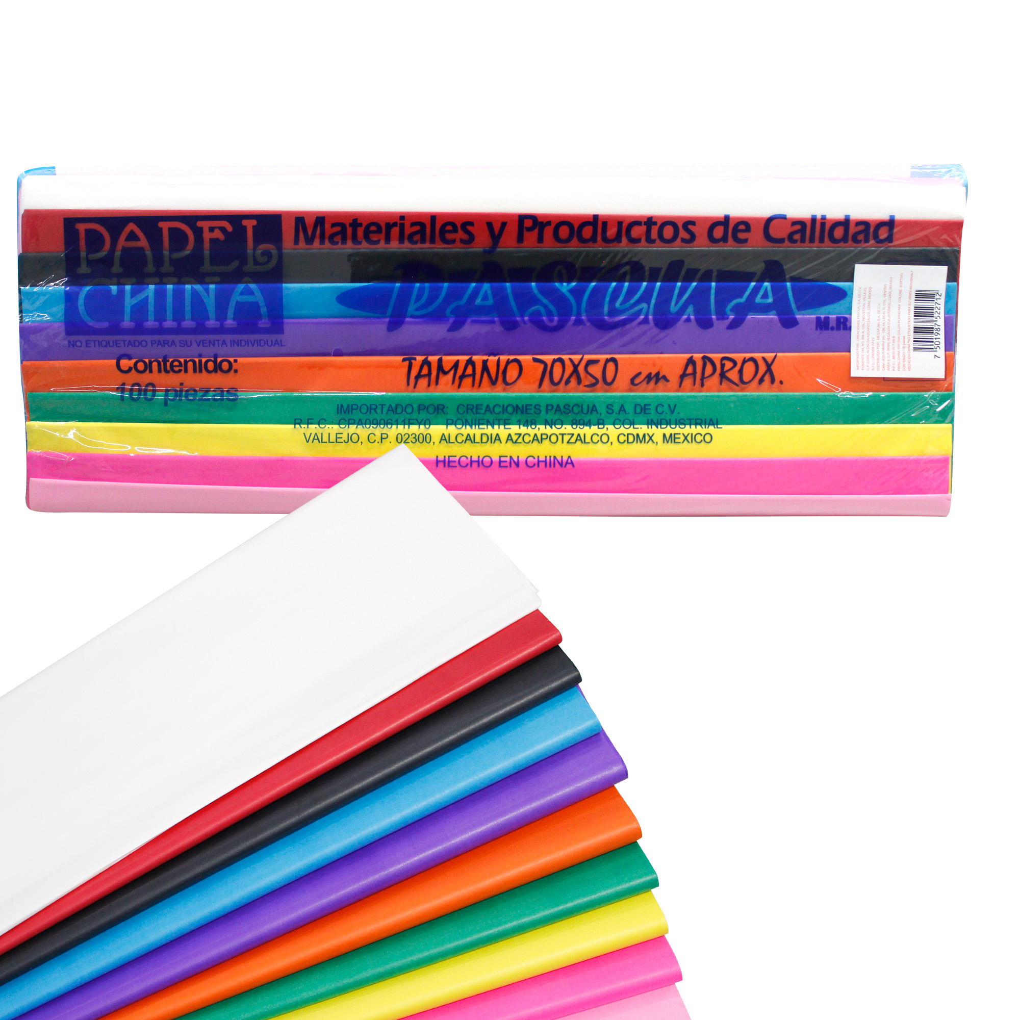 100 Pliegos Papel China Papel de Seda varios colores para Hacer Manualidades Decorativas