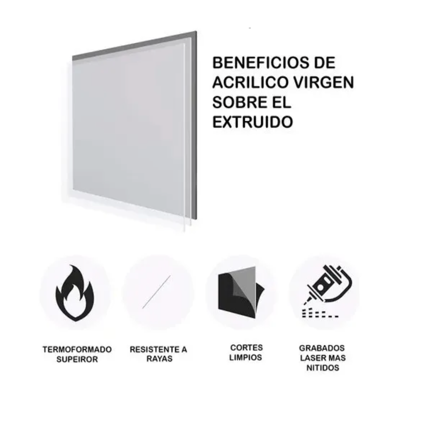 1pz Lamina Hoja De Acrílico Negro 60cmx60cm 3mm Art10611