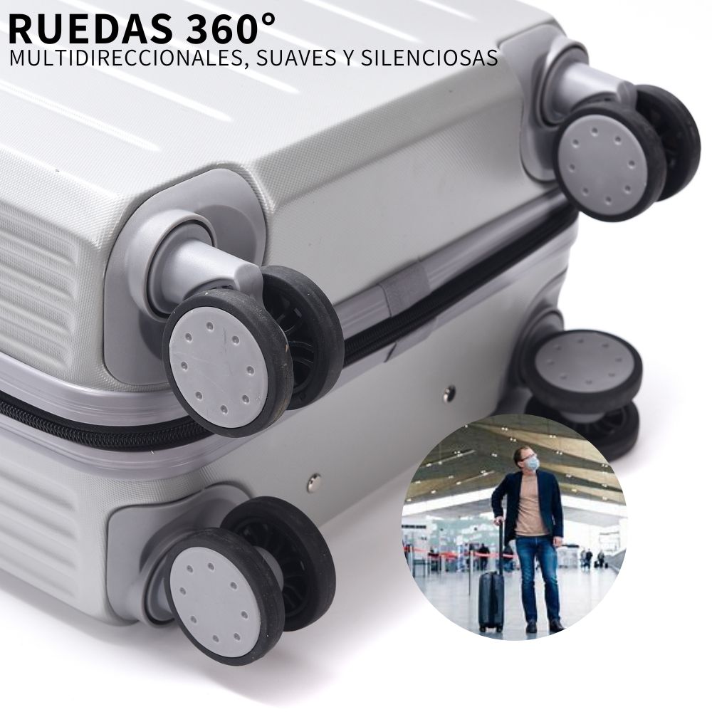 Set De 3 Maletas De Viaje Candado Llantas Alta Resistencia