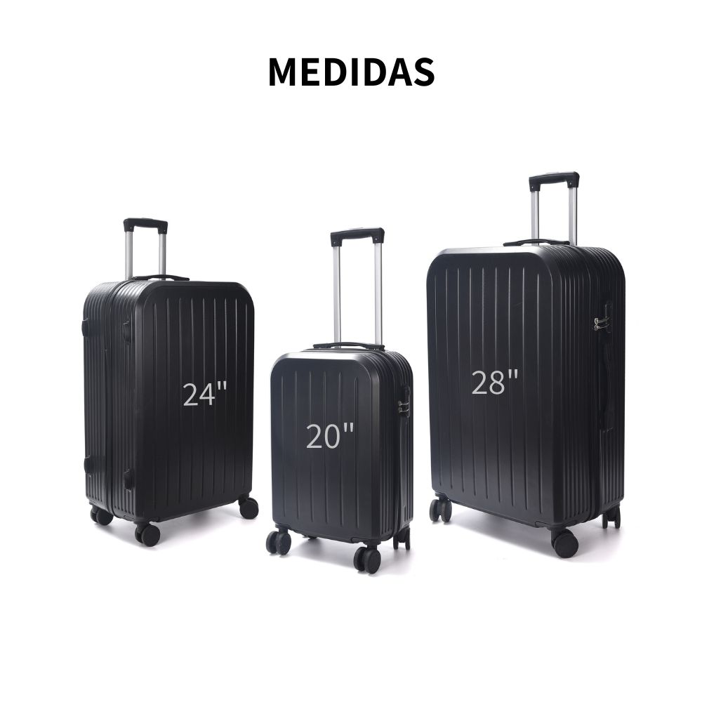 Set De 3 Maletas De Viaje Candado Llantas Alta Resistencia