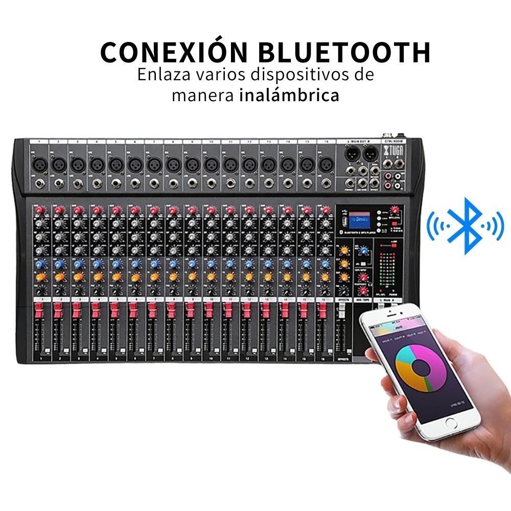Mezcladora De Audio 16 Canales Efectos Ct1606 Xtuga Usb 48v