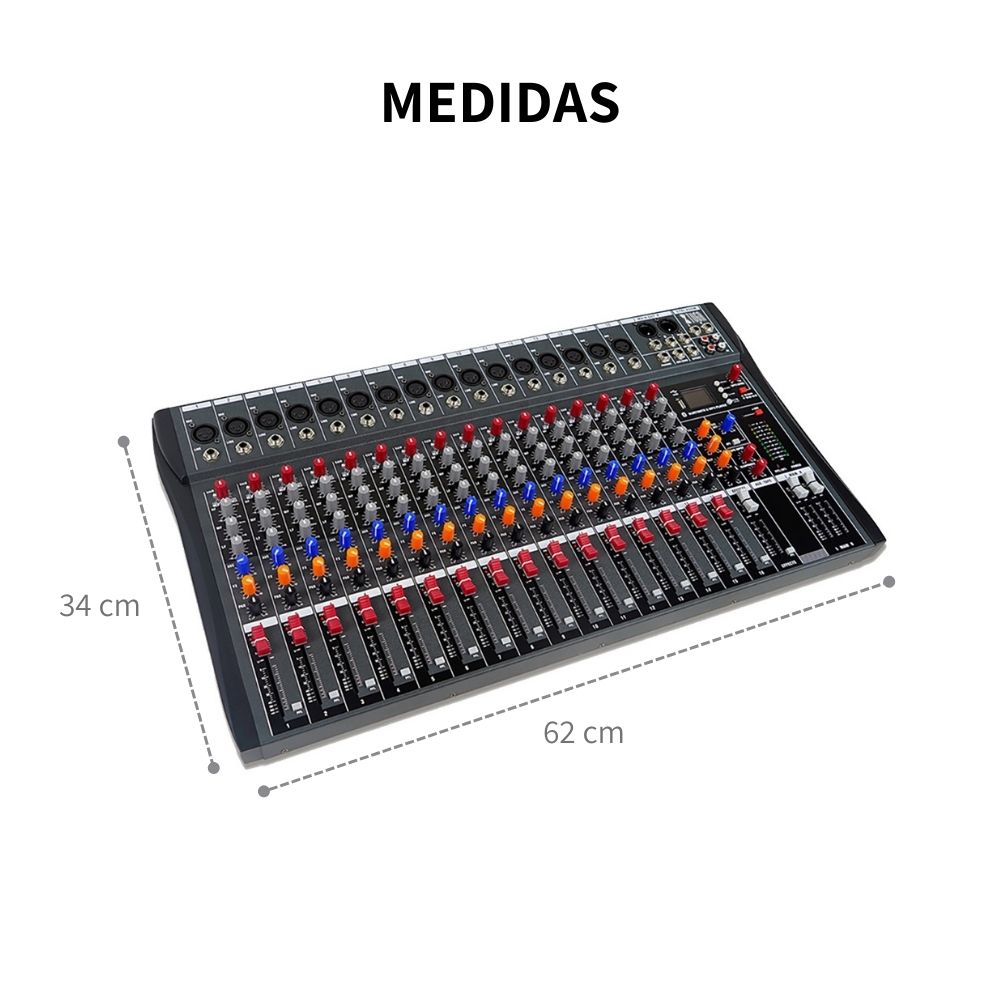 Mezcladora De Audio 16 Canales Efectos Ct1606 Xtuga Usb 48v