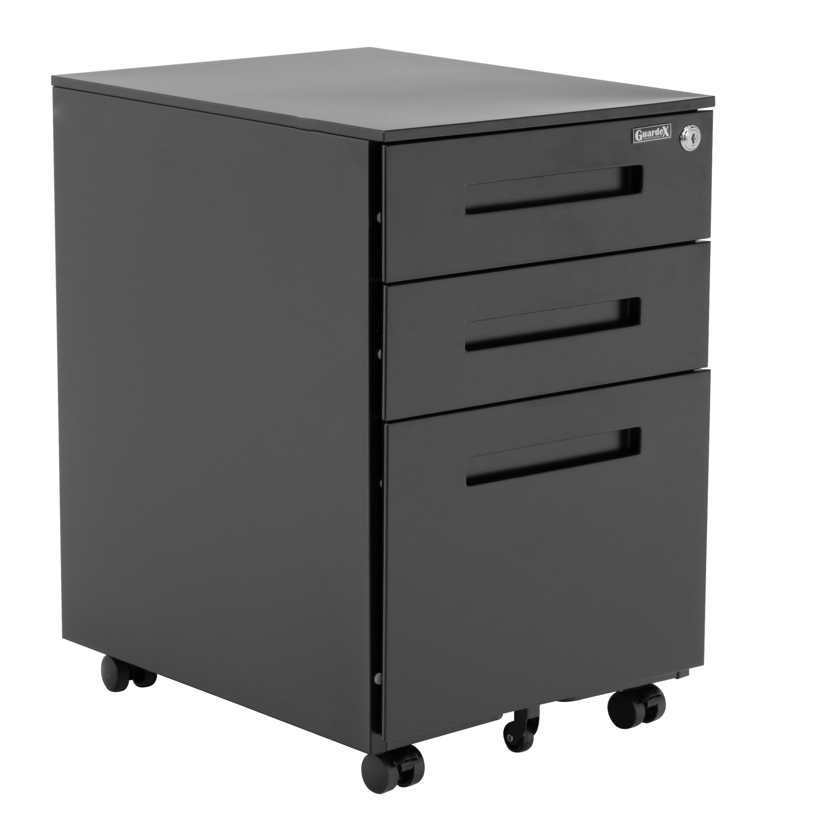 Archivero Vertical Guardex Metálico De 3 Gavetas Con Ruedas Color Negro