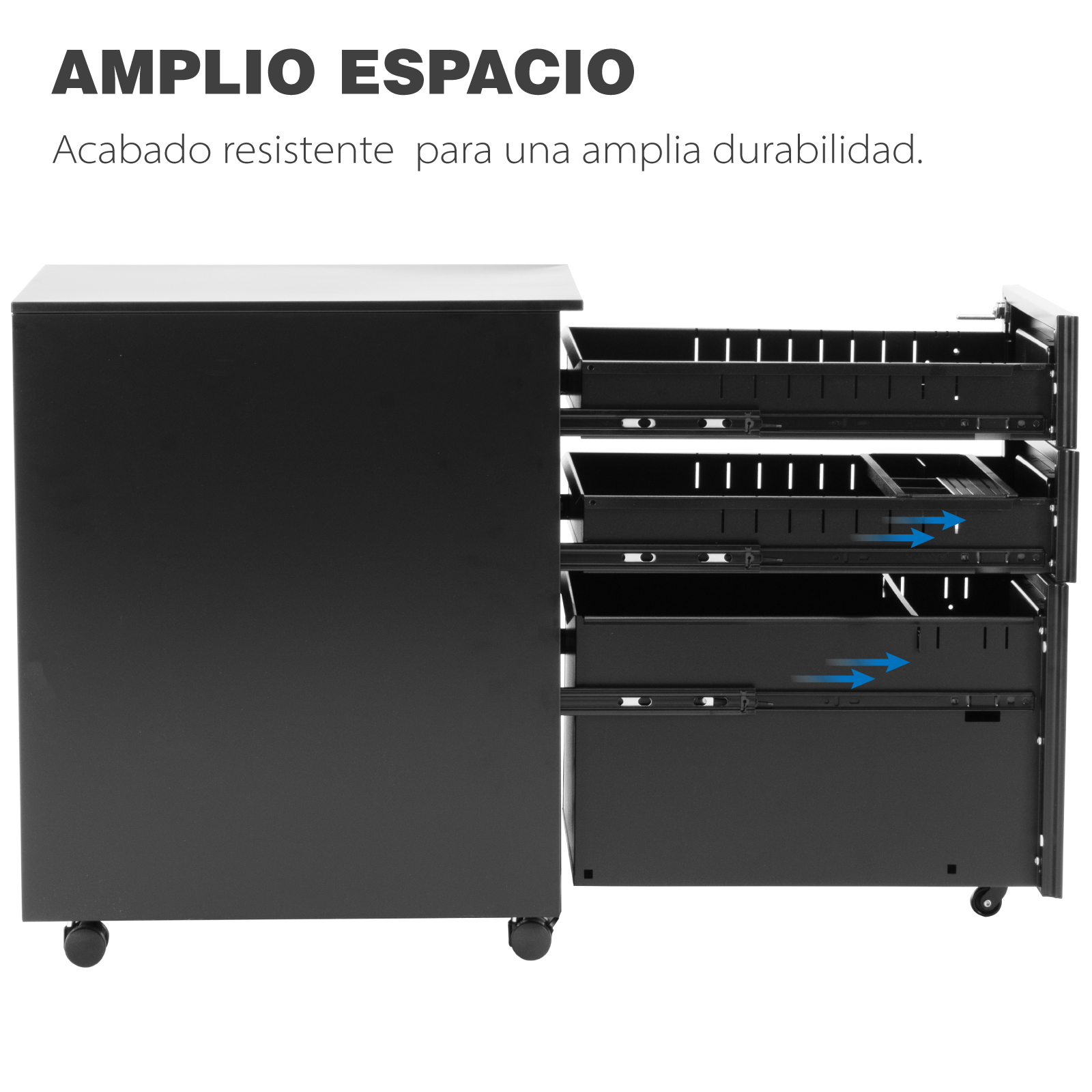 Archivero Vertical Guardex Metálico De 3 Gavetas Con Ruedas Color Negro