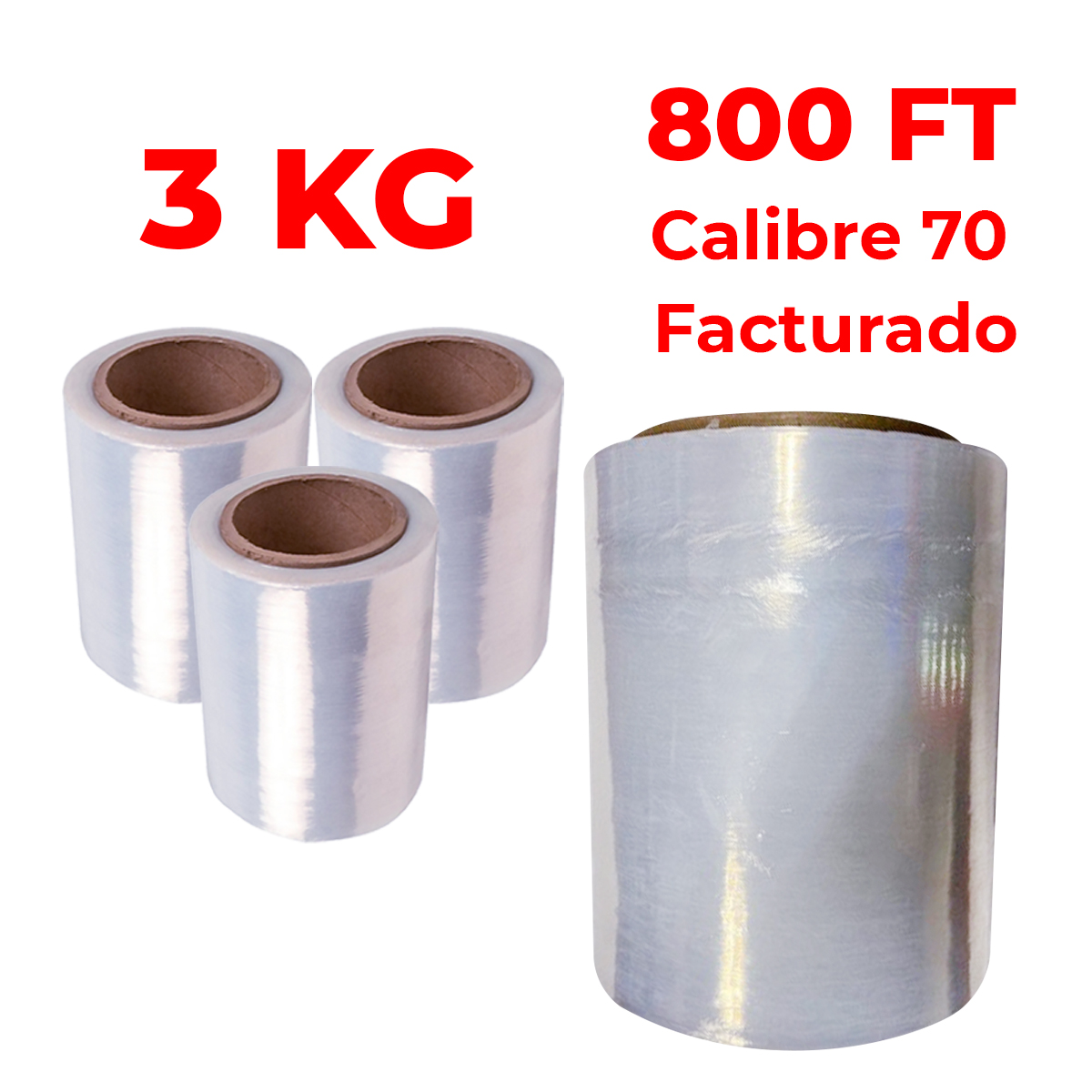 Pack 4 Rollos de Playo 5in Emplaye Polistretch Material de Empaque y Embalaje Calibre 70 800 ft 3 Kg