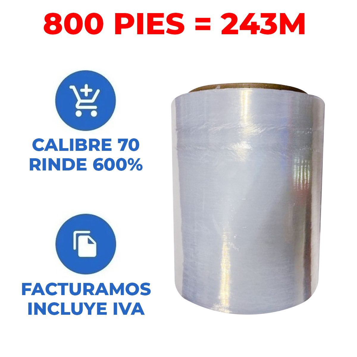 Pack 4 Rollos de Playo 5in Emplaye Polistretch Material de Empaque y Embalaje Calibre 70 800 ft 3 Kg