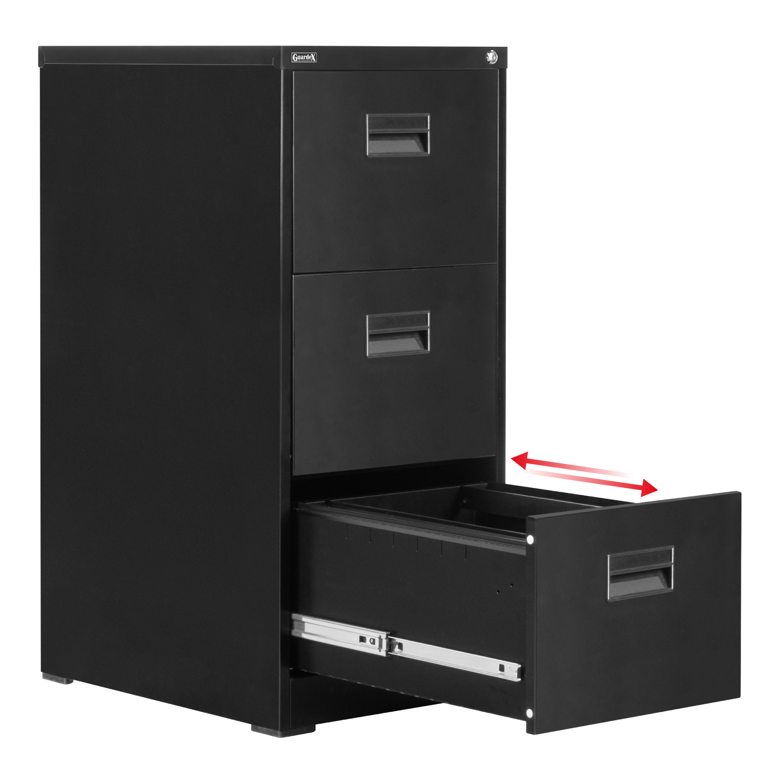 Archivero Vertical Metálico Guardex Con 3 Gavetas Y Anti-Cerraduras Color Negro
