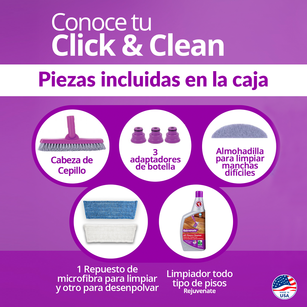 Trapeador Multiusos 4 En 1 Rejuvenate Mop + 2 Spray Tv Ofertas All Floors y Soap Scum Remover con Cepillo Adaptable