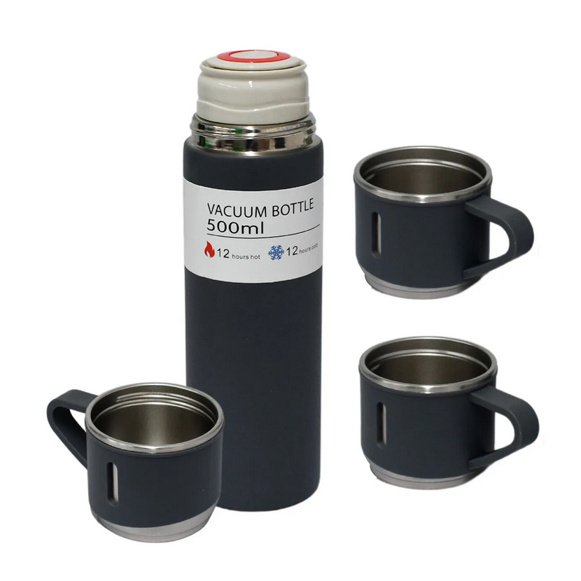 Vaso Termo Con Set De 3 Tazas Para Bebida Fría Y Caliente