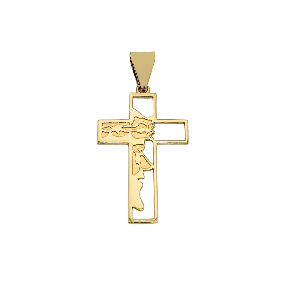 Dije cruz de oro 10k , unisex de rostro de Cristo. Incluye certificado de la joyería 