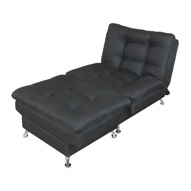 Sillón Individual con Reposapies Sofa cama tapiz en Lino Negro