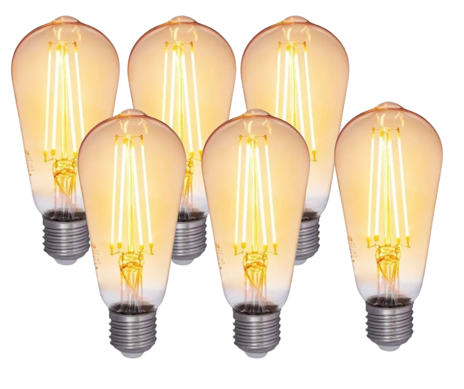 6 Focos Vintage Led Bombillas Luces Para Interior Y Exterior CONSUME 4W ILUMINA 20W