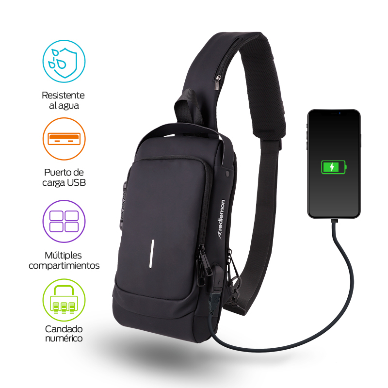 Mochila Antirrobo Mini Redlemon con Puerto USB Impermeable Mariconera Unisex