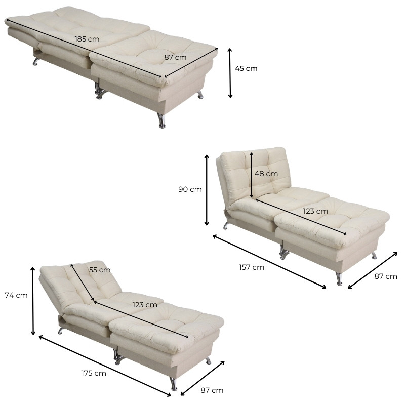 Sillón Reclinable con Reposapies Sofá Cama Moderno Lino Negro con Gris.