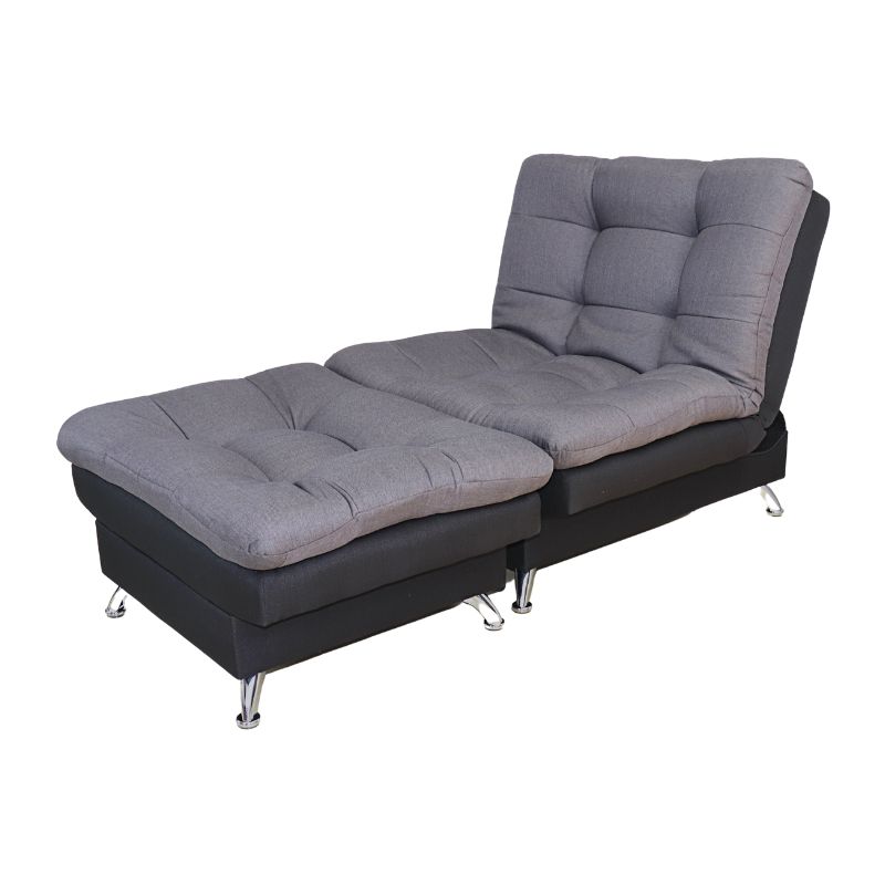 Sillón Reclinable con Reposapies Sofá Cama Moderno Lino Negro con Gris.