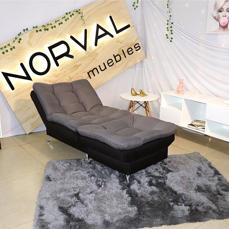 Sillón Reclinable con Reposapies Sofá Cama Moderno Lino Negro con Gris.