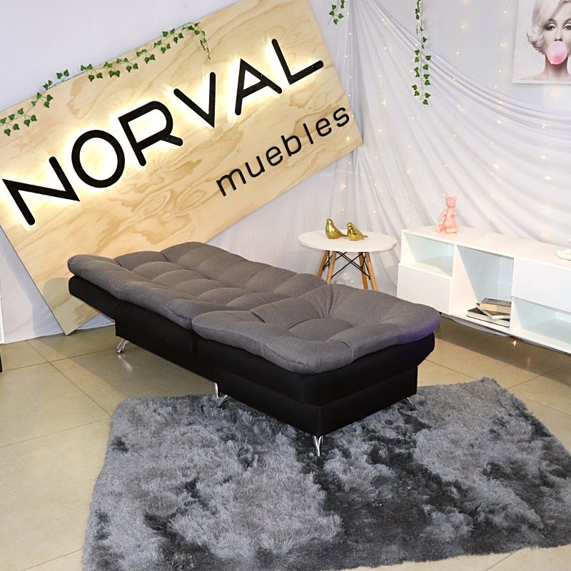 Sillón Reclinable con Reposapies Sofá Cama Moderno Lino Negro con Gris.