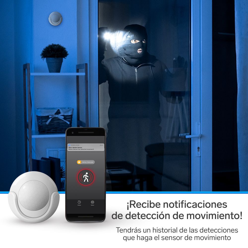 Sensor Movimiento Pir Deteccion 7m Angulo 110 Wi-fi Steren