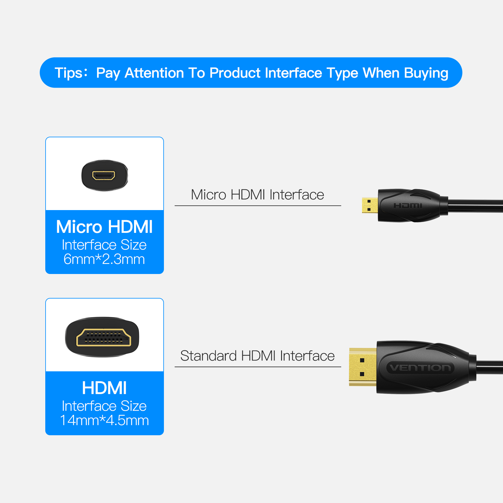 Cable de Video Micro Hdmi A Hdmi Vention 4k a 60hz 2m