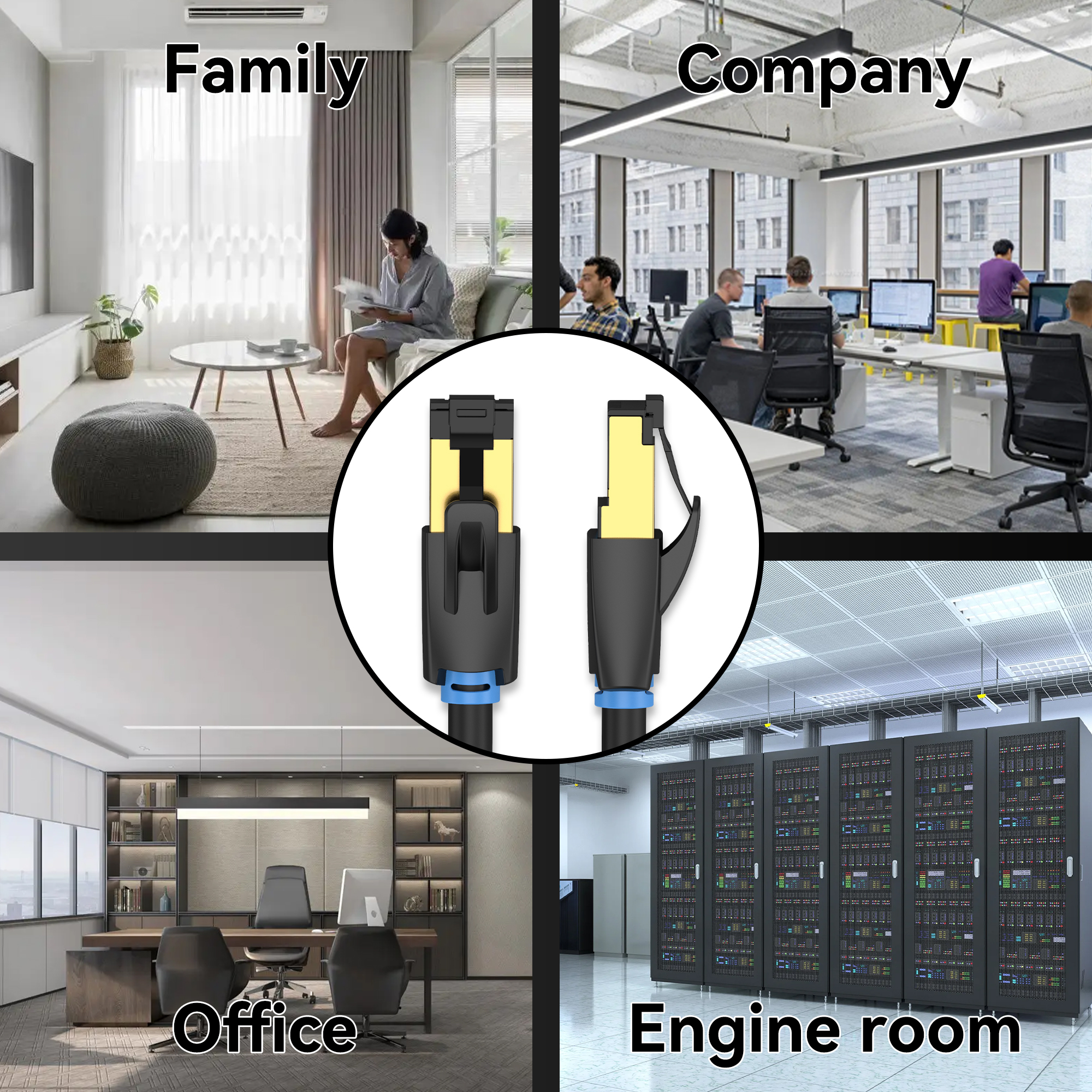 Cable Ethernet Vention Cat 8 Gigabit Reforzado Conector Rj45 2m