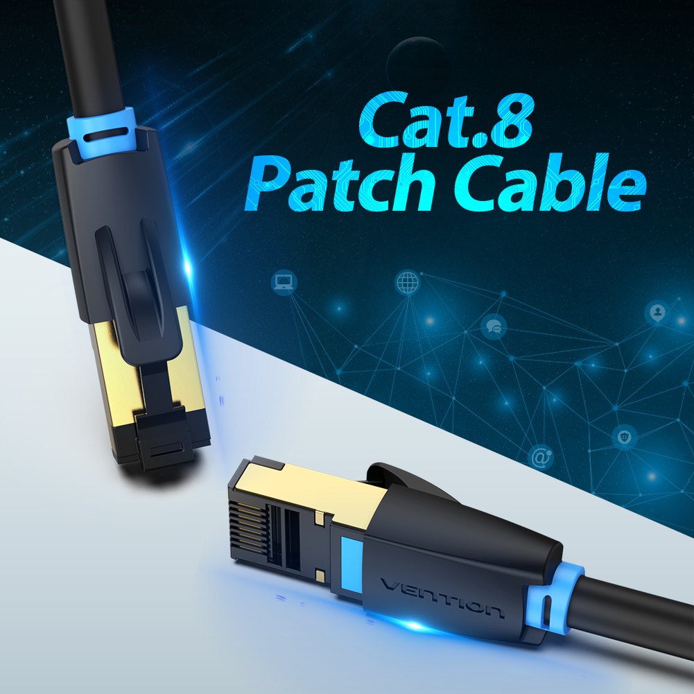 Cable Ethernet Vention Cat 8 Gigabit Reforzado Conector Rj45 2m