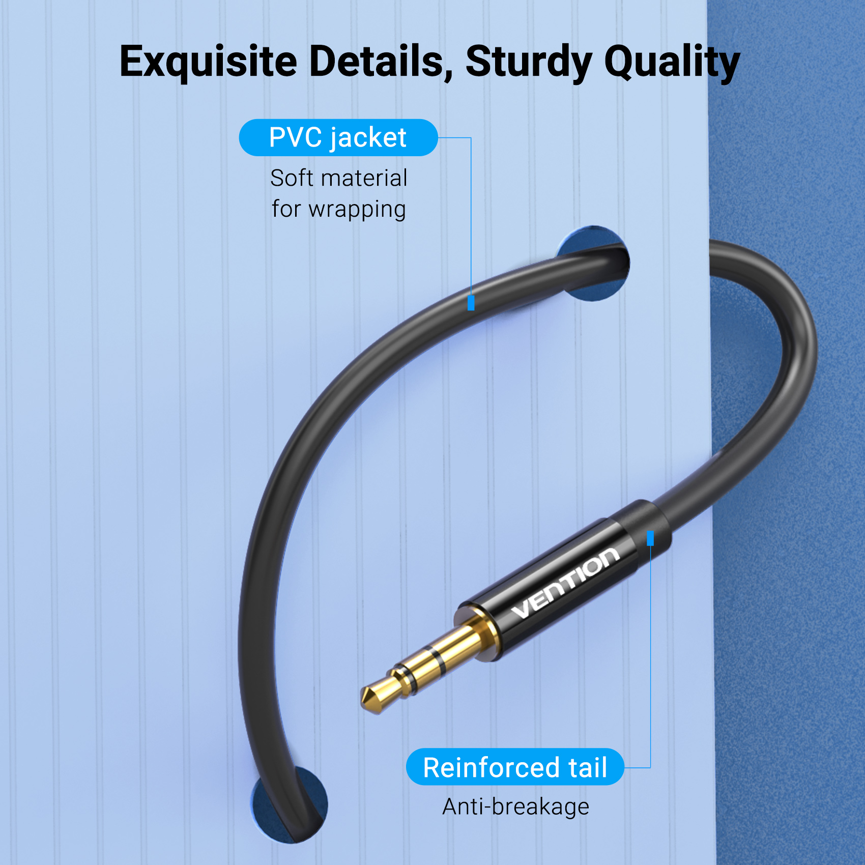 Cable de Audio Extension Vention Auxiliar 3.5mm Macho a Hembra PVC 1m