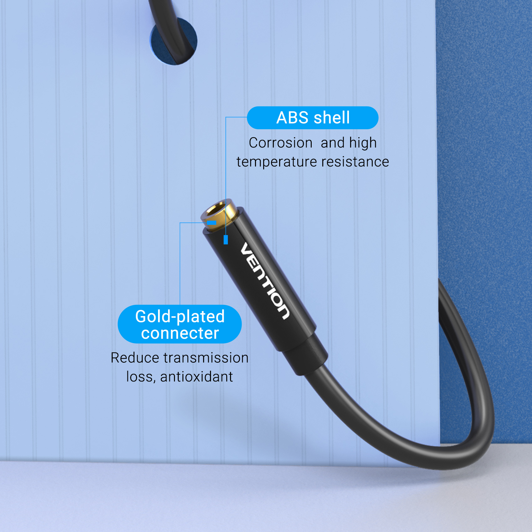 Cable de Audio Extension Vention Auxiliar 3.5mm Macho a Hembra PVC 1m