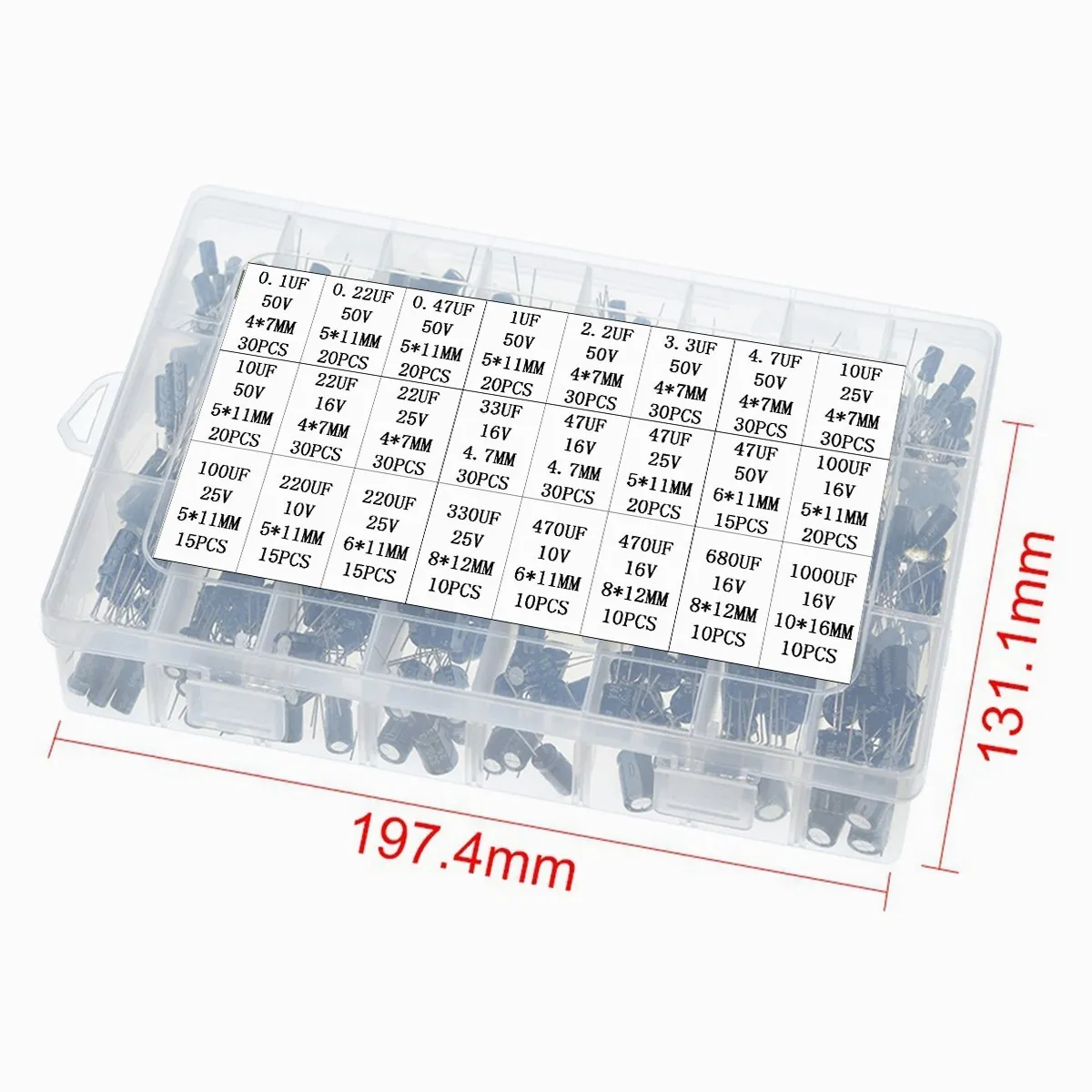 Kit Capacitor Electrolitico De 24 Valores 0.1uf-1000uf  500pcs