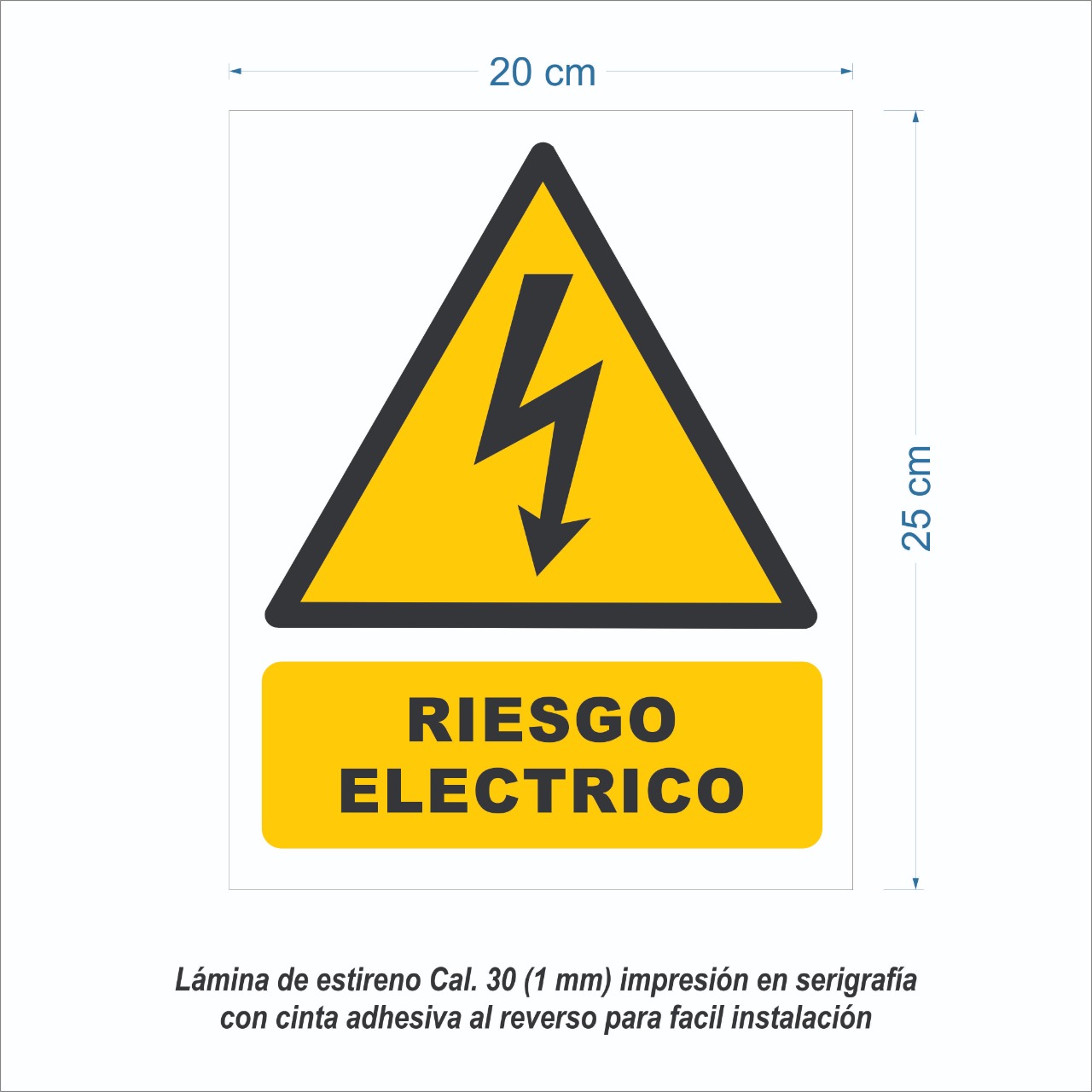 Señalamiento De Riesgo Eléctrico Para Comercio en Serigrafia Marca IMPRIME  Set 10 Pzas  25 X 20cm