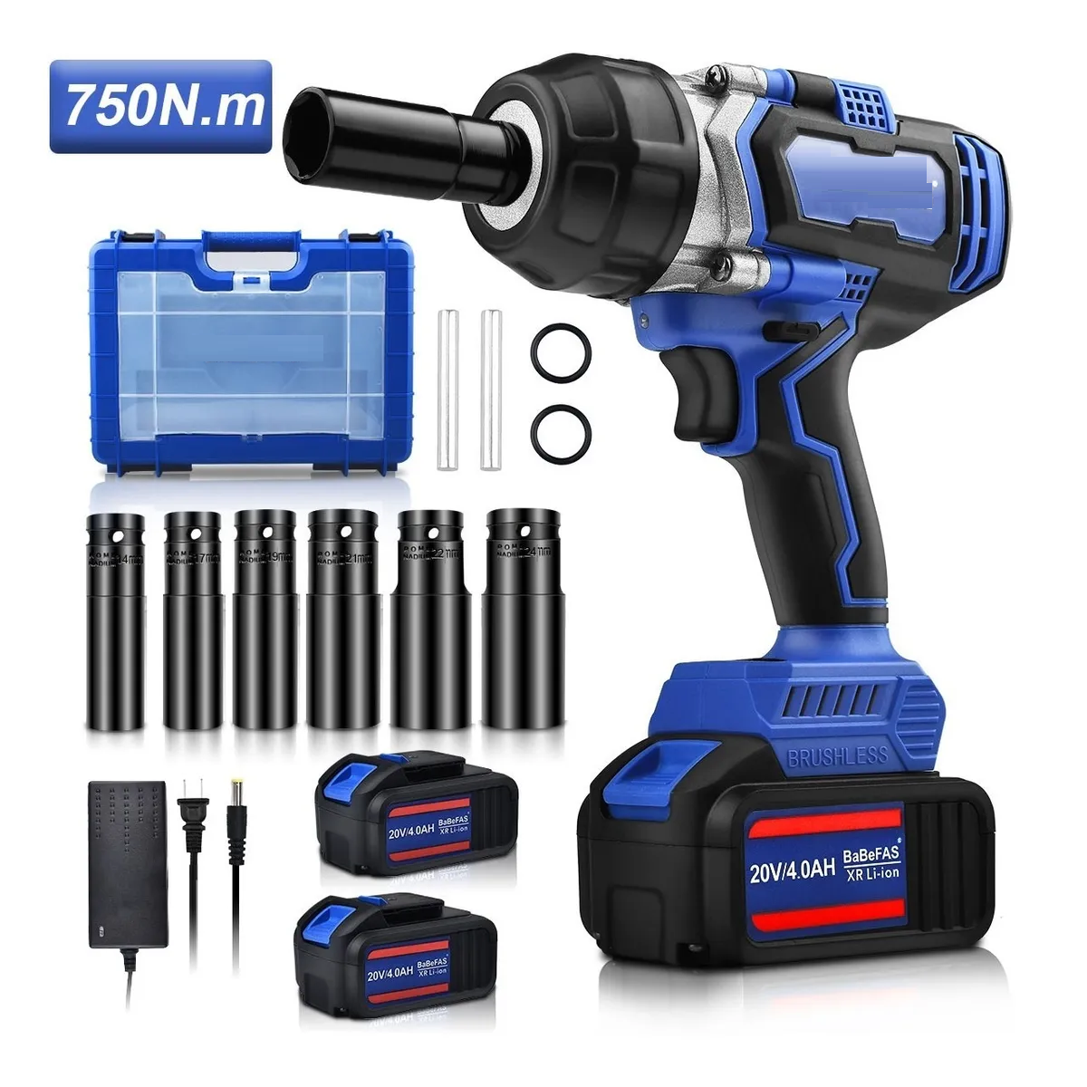 Llave De Impacto Inalámbrica 1/2 Con 2 Baterías 750 N.m