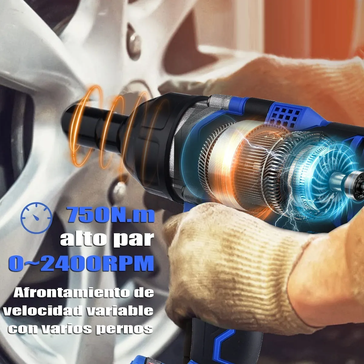 Llave De Impacto Inalámbrica 1/2 Con 2 Baterías 750 N.m