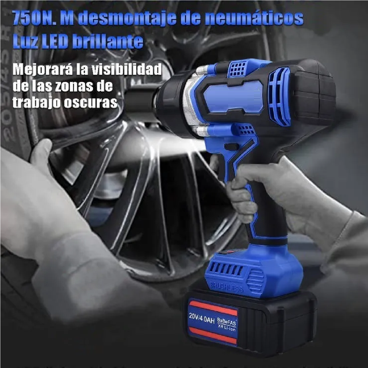 Llave De Impacto Inalámbrica 1/2 Con 2 Baterías 750 N.m